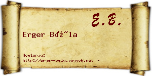 Erger Béla névjegykártya